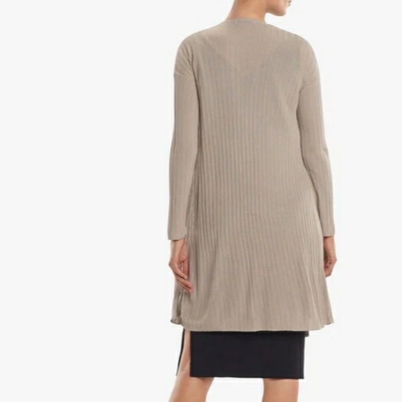 MM Lafleur Graham Beige Ribbed Tie Front Draped Kimono Long Ballet Cardigan - M - Picture 3 of 16